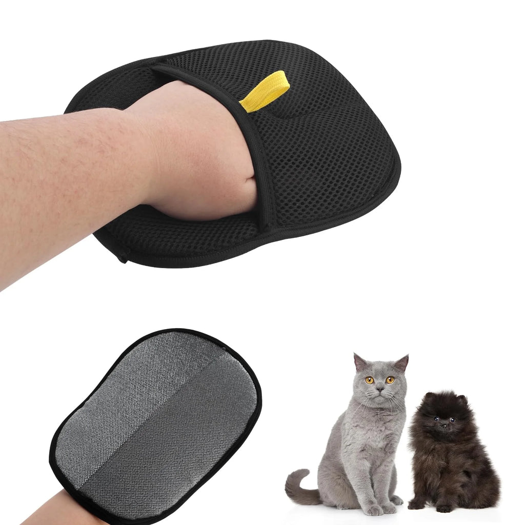 Luva para remoção de pelos reutilizável, dupla face para animais de estimação, carpetes e roupas.